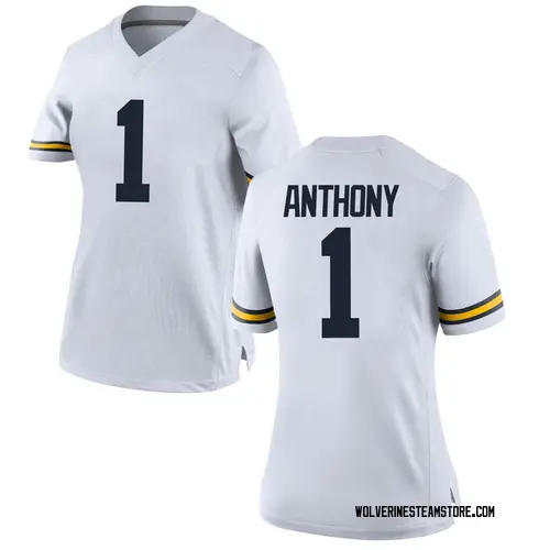 Women's Andrel Anthony Michigan Wolverines Game White Brand Jordan Football College Jersey