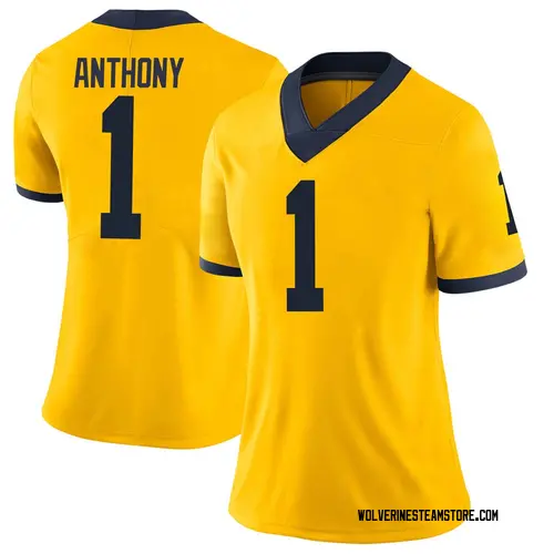Women's Andrel Anthony Michigan Wolverines Limited Brand Jordan Maize Football College Jersey