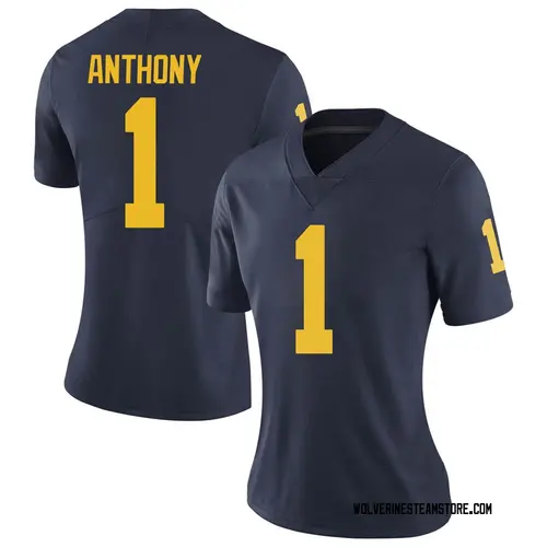 Women's Andrel Anthony Michigan Wolverines Limited Navy Brand Jordan Football College Jersey