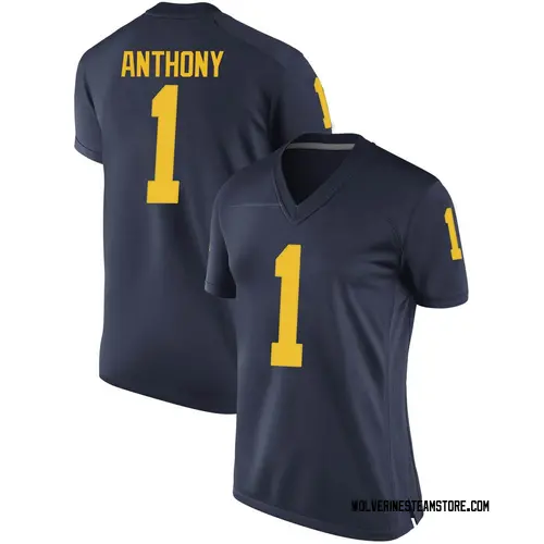Women's Andrel Anthony Michigan Wolverines Replica Navy Brand Jordan Football College Jersey