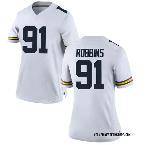 Women's Brad Robbins Michigan Wolverines Game White Brand Jordan Football College Jersey