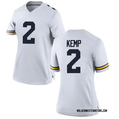 Women's Carlo Kemp Michigan Wolverines Replica White Brand Jordan Football College Jersey