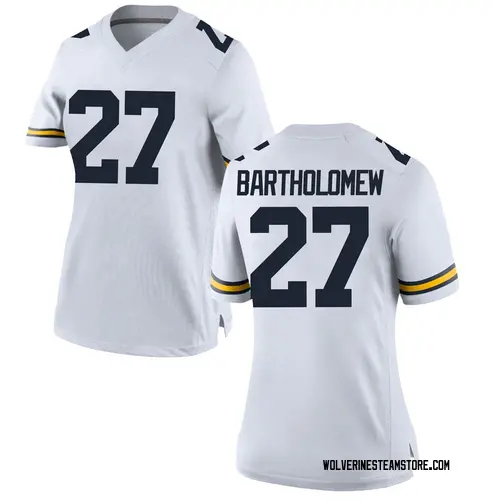 Women's Christian Bartholomew Michigan Wolverines Replica White Brand Jordan Football College Jersey