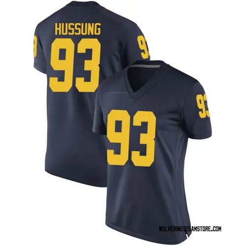 Women's Cole Hussung Michigan Wolverines Game Navy Brand Jordan Football College Jersey