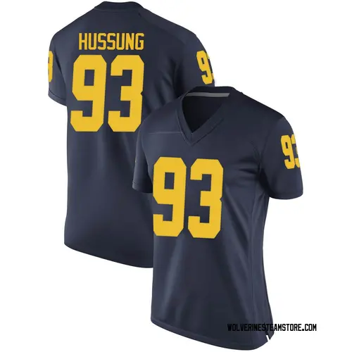Women's Cole Hussung Michigan Wolverines Replica Navy Brand Jordan Football College Jersey