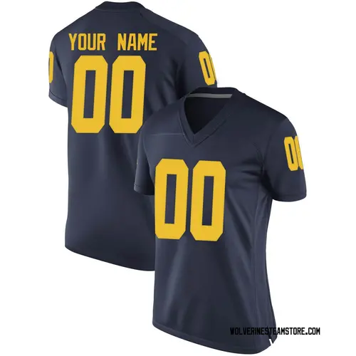 Women's Custom Michigan Wolverines Replica Navy Brand Jordan Football College Jersey