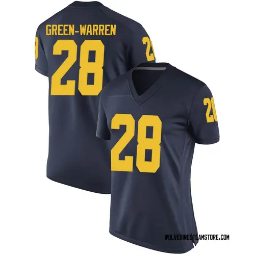 Women's Darion Green-Warren Michigan Wolverines Game Green Brand Jordan Navy Football College Jersey