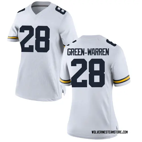 Women's Darion Green-Warren Michigan Wolverines Game White Brand Jordan Football College Jersey