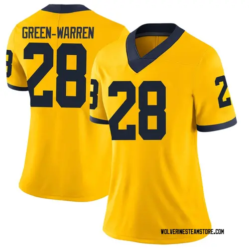Women's Darion Green-Warren Michigan Wolverines Limited Green Brand Jordan Maize Football College Jersey