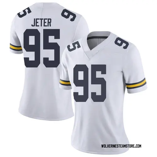 Women's Donovan Jeter Michigan Wolverines Limited White Brand Jordan Football College Jersey