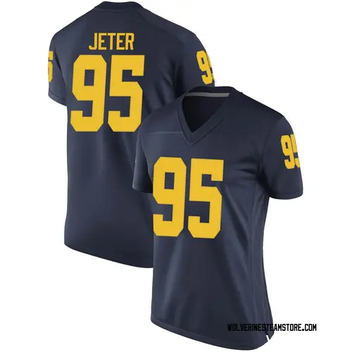 Women's Donovan Jeter Michigan Wolverines Replica Navy Brand Jordan Football College Jersey