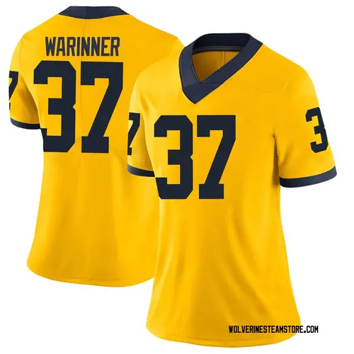 Women's Edward Warinner Michigan Wolverines Limited Brand Jordan Maize Football College Jersey