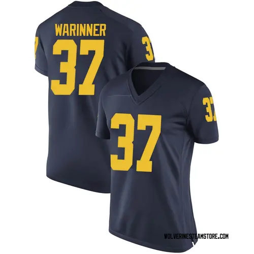 Women's Edward Warinner Michigan Wolverines Replica Navy Brand Jordan Football College Jersey