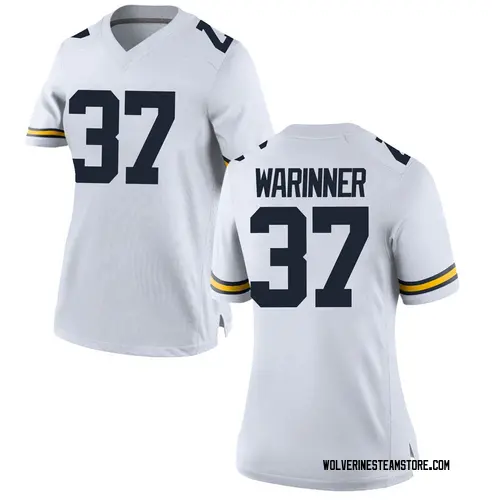 Women's Edward Warinner Michigan Wolverines Replica White Brand Jordan Football College Jersey