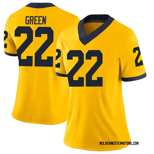 Women's Gemon Green Michigan Wolverines Limited Green Brand Jordan Maize Football College Jersey