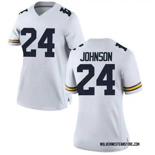 Women's George Johnson Michigan Wolverines Game White Brand Jordan Football College Jersey