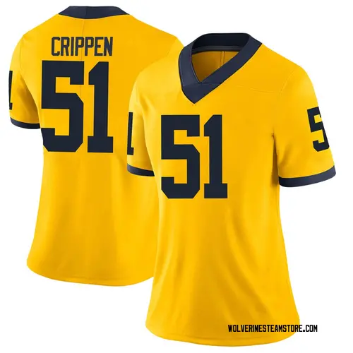 Women's Greg Crippen Michigan Wolverines Limited Brand Jordan Maize Football College Jersey