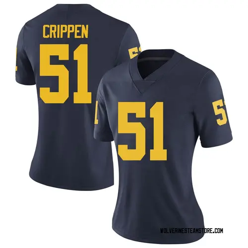 Women's Greg Crippen Michigan Wolverines Limited Navy Brand Jordan Football College Jersey
