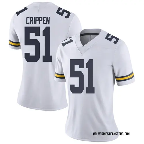 Women's Greg Crippen Michigan Wolverines Limited White Brand Jordan Football College Jersey