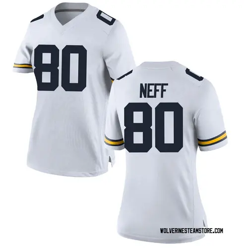 Women's Hunter Neff Michigan Wolverines Replica White Brand Jordan Football College Jersey