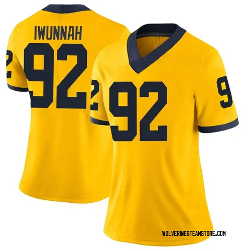 Women's Ike Iwunnah Michigan Wolverines Limited Brand Jordan Maize Football College Jersey