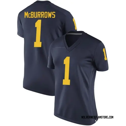 Women's Ja'Den Mcburrows Michigan Wolverines Game Navy Brand Jordan Football College Jersey