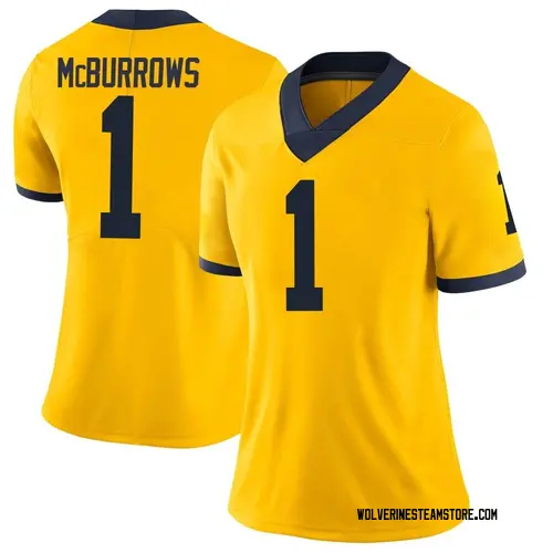 Women's Ja'Den Mcburrows Michigan Wolverines Limited Brand Jordan Maize Football College Jersey