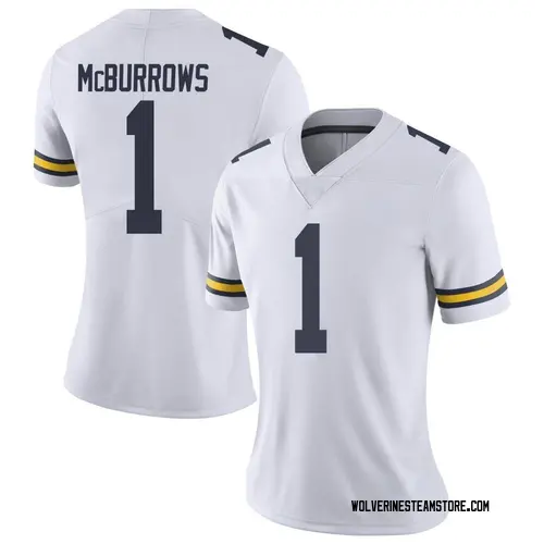 Women's Ja'Den Mcburrows Michigan Wolverines Limited White Brand Jordan Football College Jersey