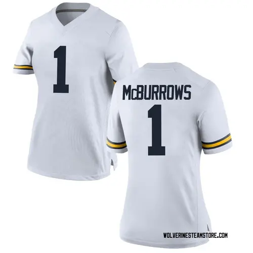 Women's Ja'Den Mcburrows Michigan Wolverines Replica White Brand Jordan Football College Jersey