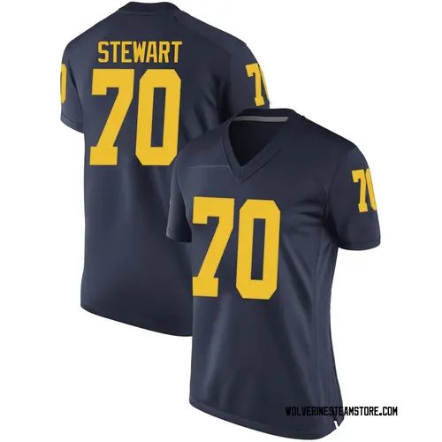 Women's Jack Stewart Michigan Wolverines Game Navy Brand Jordan Football College Jersey