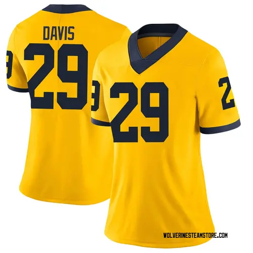 Women's Jared Davis Michigan Wolverines Limited Brand Jordan Maize Football College Jersey