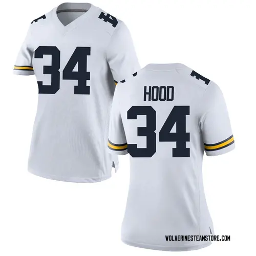 Women's Jaydon Hood Michigan Wolverines Replica White Brand Jordan Football College Jersey