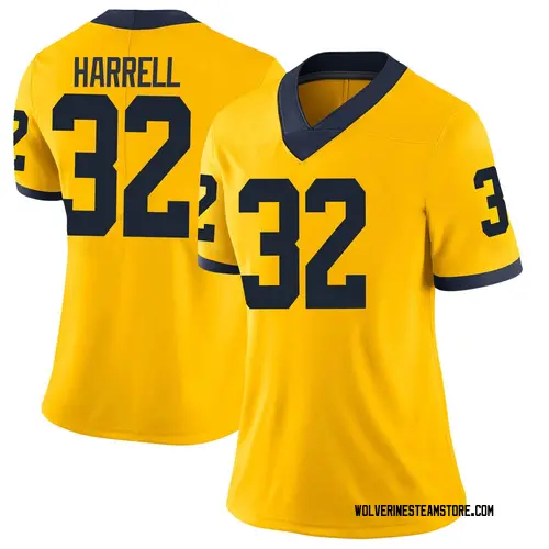 Women's Jaylen Harrell Michigan Wolverines Limited Brand Jordan Maize Football College Jersey