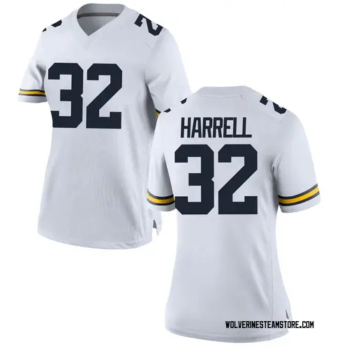 Women's Jaylen Harrell Michigan Wolverines Replica White Brand Jordan Football College Jersey