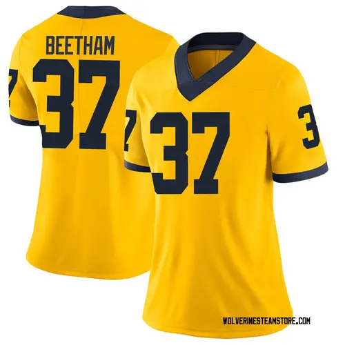 Women's Josh Beetham Michigan Wolverines Limited Brand Jordan Maize Football College Jersey