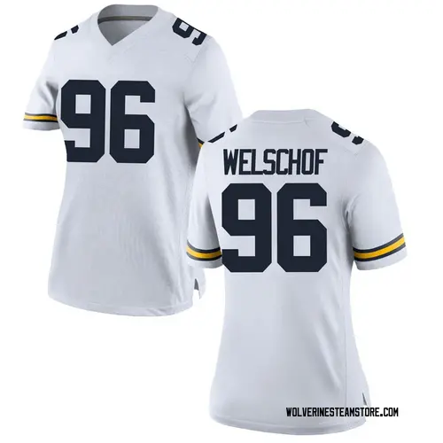 Women's Julius Welschof Michigan Wolverines Game White Brand Jordan Football College Jersey