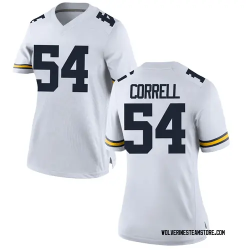 Women's Kraig Correll Michigan Wolverines Game White Brand Jordan Football College Jersey