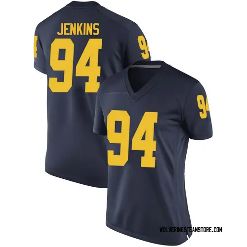 Women's Kris Jenkins Michigan Wolverines Replica Navy Brand Jordan Football College Jersey