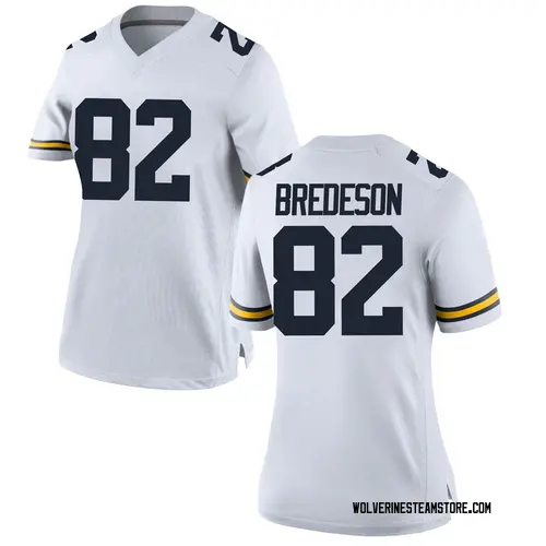 Women's Max Bredeson Michigan Wolverines Replica White Brand Jordan Football College Jersey
