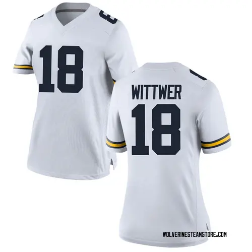 Women's Max Wittwer Michigan Wolverines Replica White Brand Jordan Football College Jersey