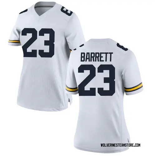 Women's Michael Barrett Michigan Wolverines Replica White Brand Jordan Football College Jersey