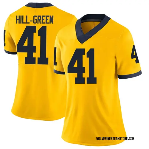 Women's Nikhai Hill-Green Michigan Wolverines Limited Green Brand Jordan Maize Football College Jersey