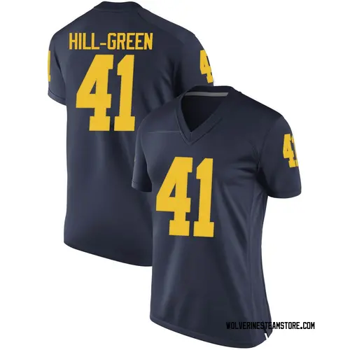 Women's Nikhai Hill-Green Michigan Wolverines Replica Green Brand Jordan Navy Football College Jersey