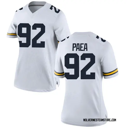 Women's Phillip Paea Michigan Wolverines Replica White Brand Jordan Football College Jersey