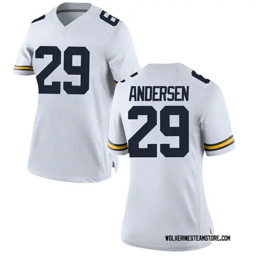 Women's Rhett Andersen Michigan Wolverines Replica White Brand Jordan Football College Jersey