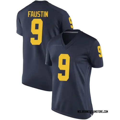 Women's Sammy Faustin Michigan Wolverines Game Navy Brand Jordan Football College Jersey