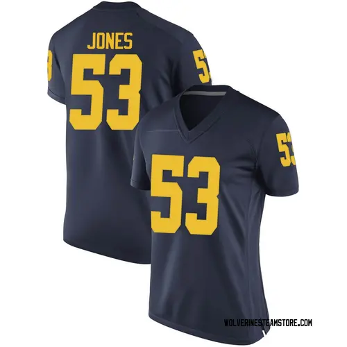 Women's Trente Jones Michigan Wolverines Replica Navy Brand Jordan Football College Jersey