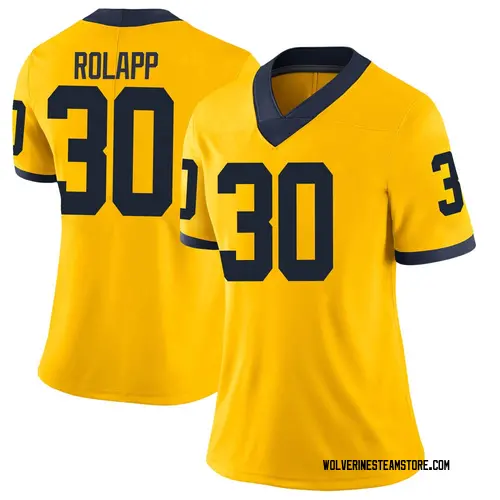 Women's Will Rolapp Michigan Wolverines Limited Brand Jordan Maize Football College Jersey