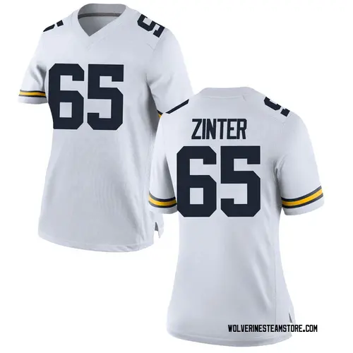 Women's Zak Zinter Michigan Wolverines Replica White Brand Jordan Football College Jersey