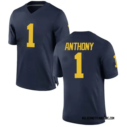Youth Andrel Anthony Michigan Wolverines Game Navy Brand Jordan Football College Jersey